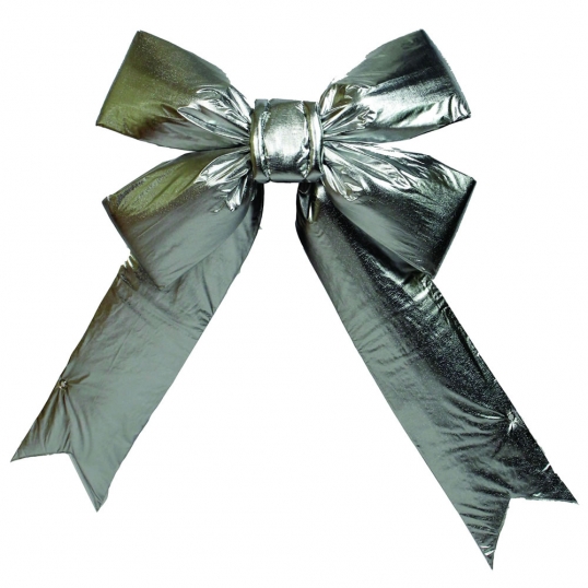 75H x 60W inch Silver Nylon Indoor Christmas Bow