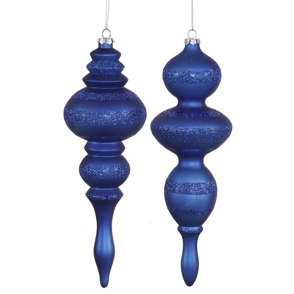 inch Matte/Glitter Finial Ornament: Set of 2