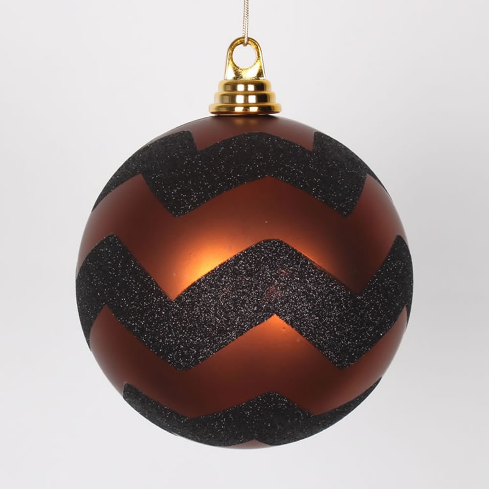 inch Matter/Glitter Chevron Ball Ornament