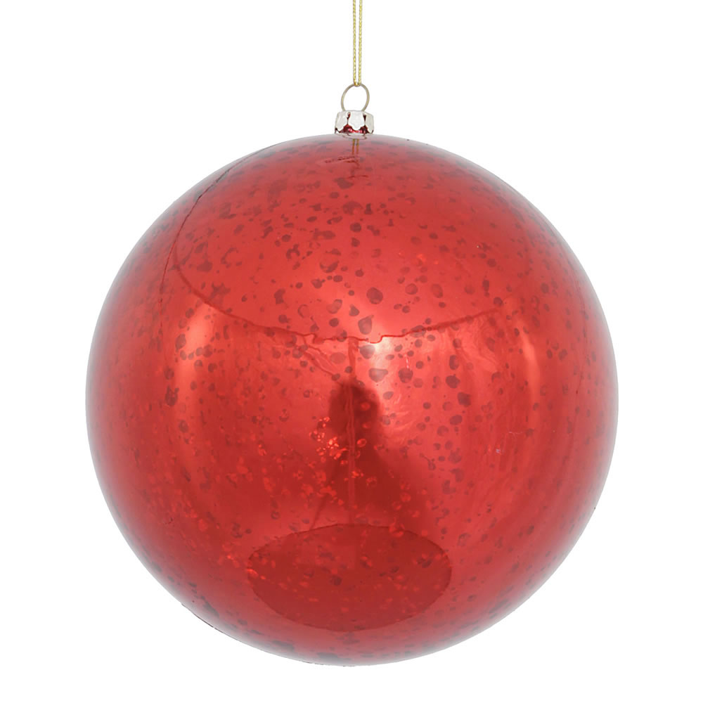 6 inch Red Shiny Mercury Ball Ornament: Set of 4