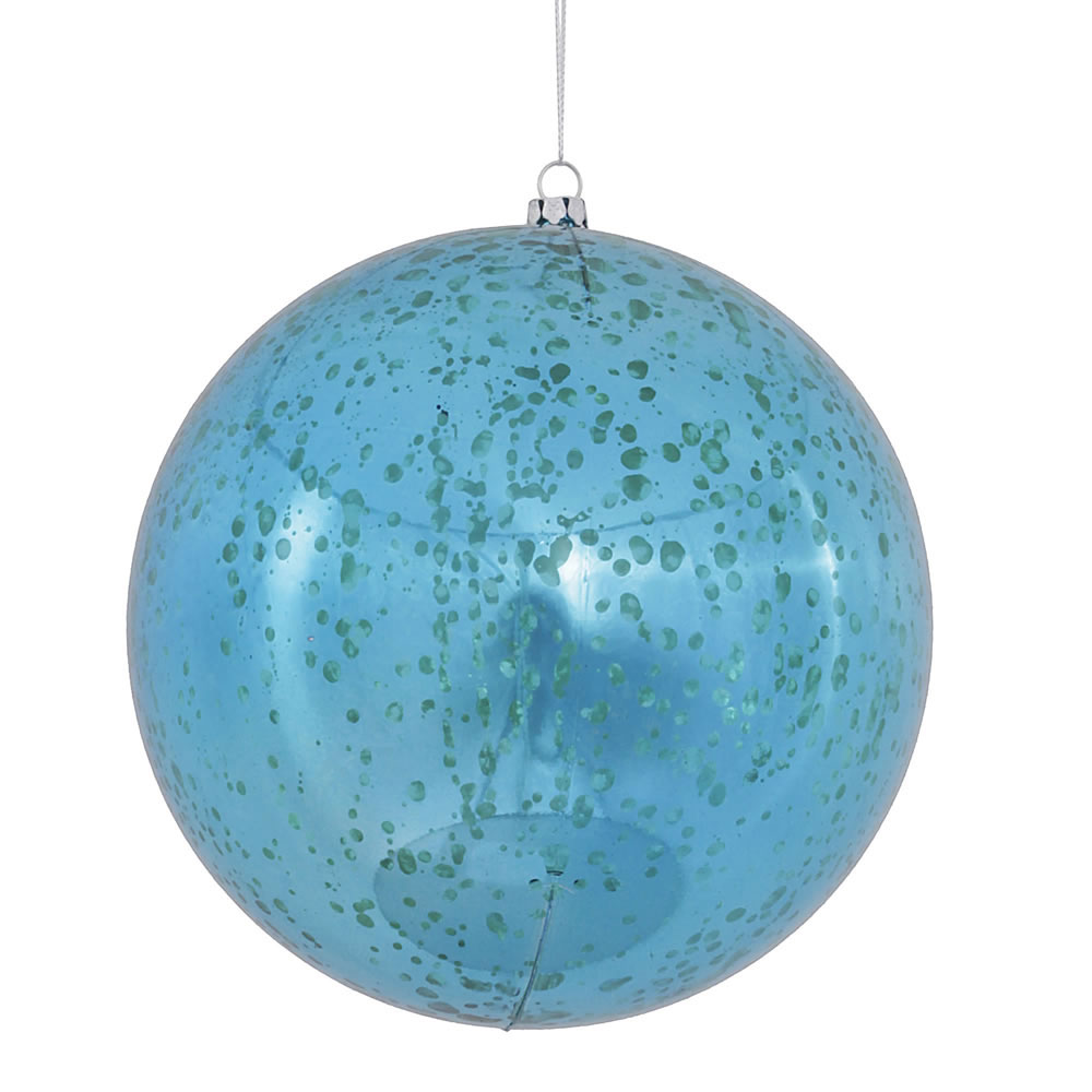 6 inch Turquoise Shiny Mercury Ball Ornament: Set of 4