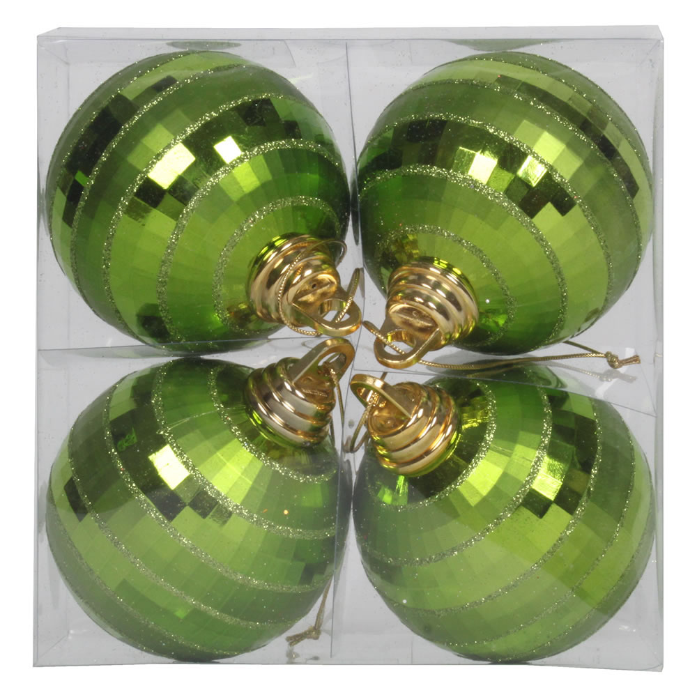 vickerman 4 inch Lime ShinyMatte Mirror Ball Ornament (Set of 4