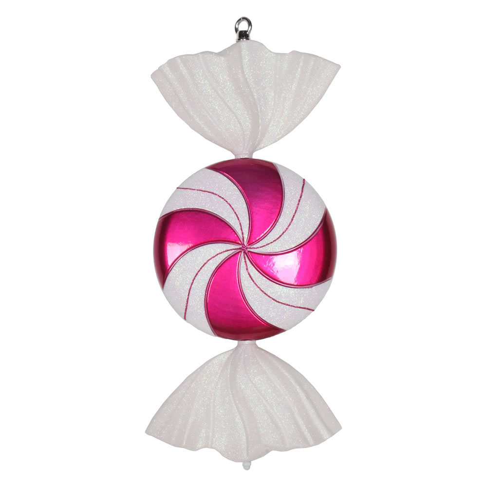 18.5 inch Cerise-White Flat Swirl Candy Ornament