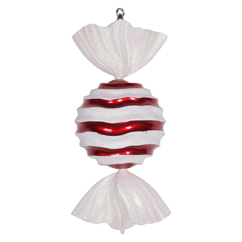 inch Red & White Stripe Wave Candy Ornament