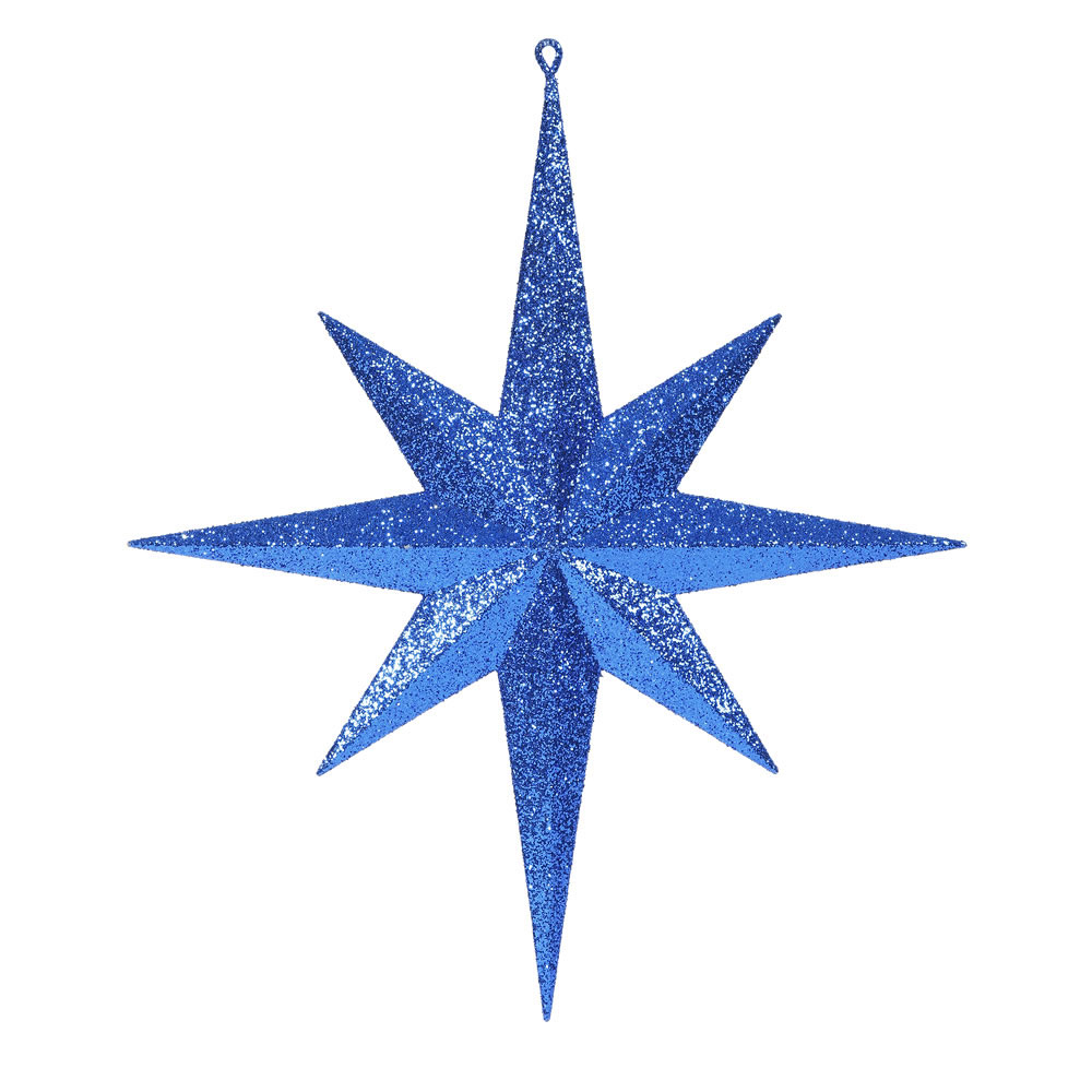 15.75 inch Blue Iridescent Glitter Bethlehem Star Ornament
