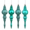 7in Shiny, Matte, Glitter & Sequin Finished Finials (set of 8): Teal