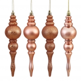 7in Shiny, Matte, Glitter & Sequin Finished Finials (set of 8): Rose Gold