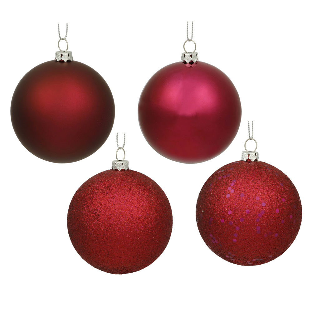 6 inch Wine 4-Finish Ball Ornament: Set of 4