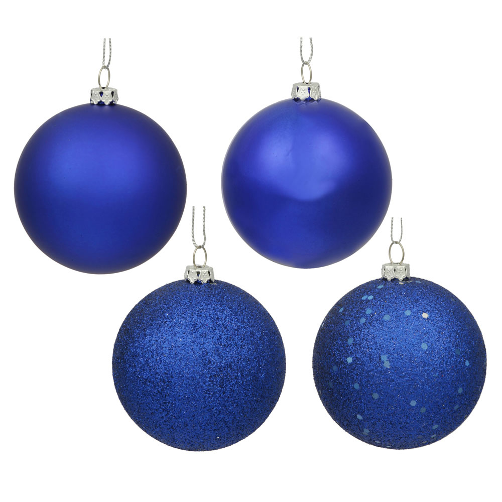 6 inch Cobalt 4-Finish Ball Ornament: Set of 4