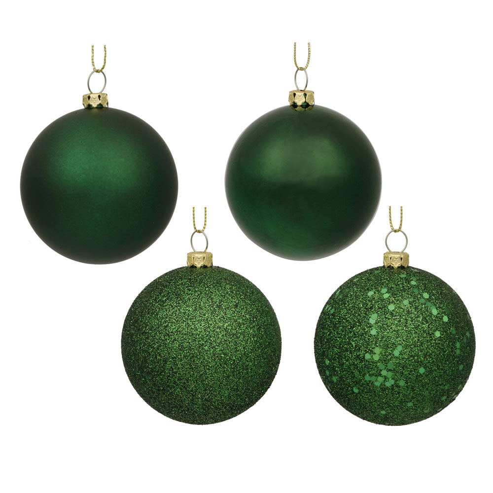 6 inch Emerald 4-Finish Ball Ornament: Set of 4