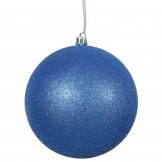 6 inch Blue Glitter Ball Ornament: Set of 4