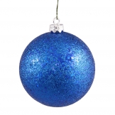 6 inch Blue Sequin Ball Ornament: Set of 4