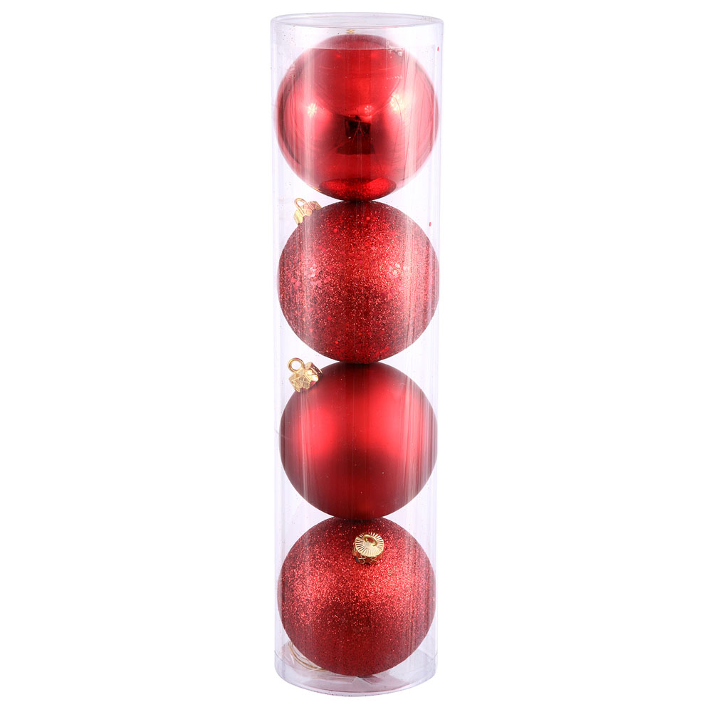 12 Inch 4-finish Ball Ornament: Set Of 4