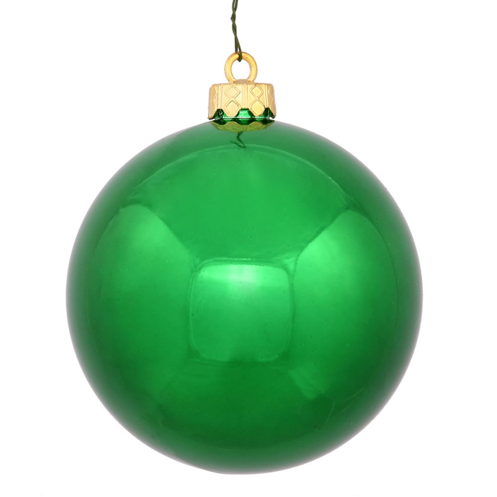 3 inch Christmas Green Shiny Ball Ornament: Set of 32