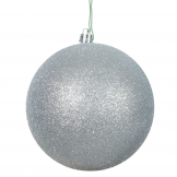 6 inch Silver Glitter Ball Ornament: Set of 4