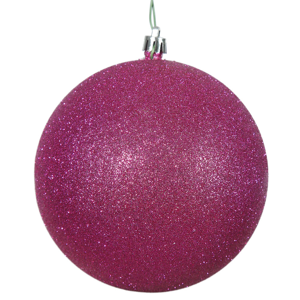 Vickerman 8 inch Magenta Glitter Ball Christmas Ornament N592010DG