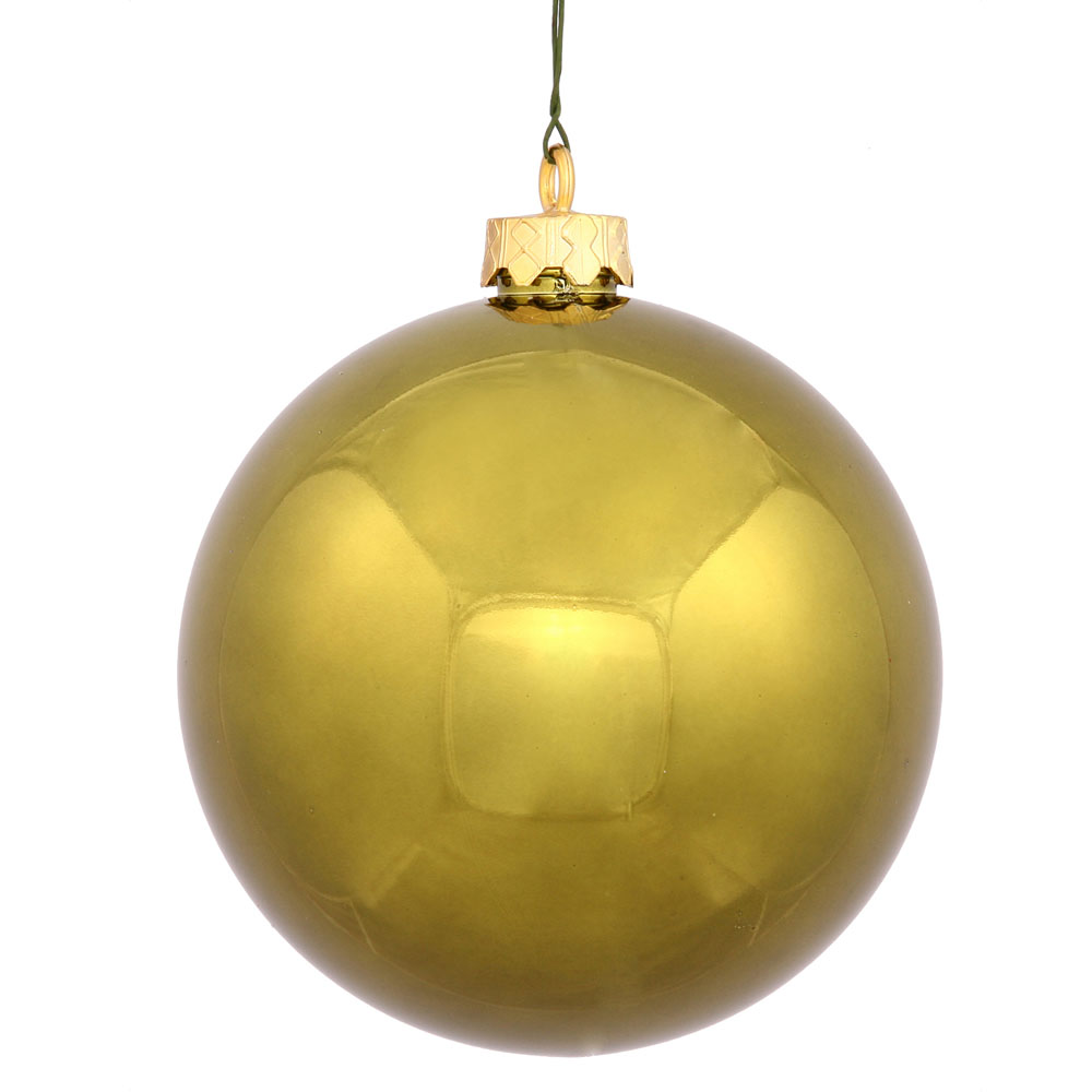 12 inch Olive Shiny Ball Ornament