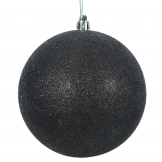 6 inch Black Glitter Ball Ornament: Set of 4