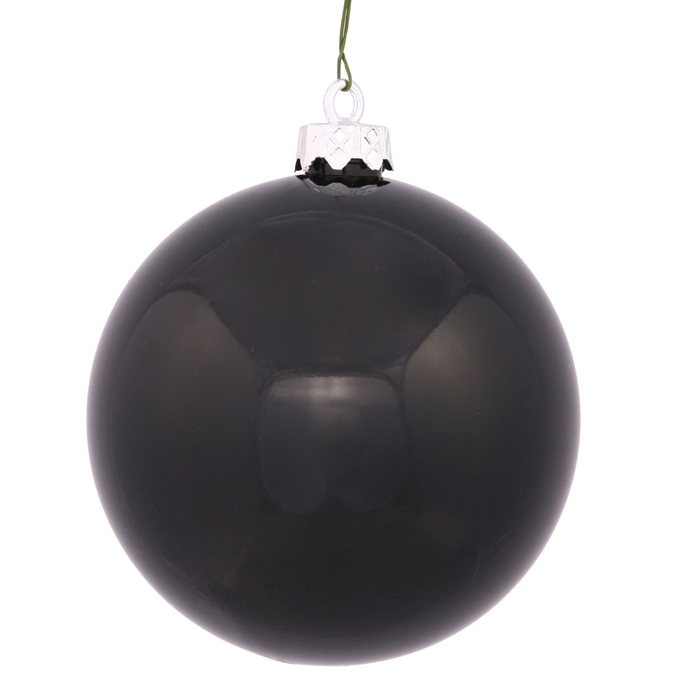 3 inch Jet Black Shiny Ball Ornament: Set of 32