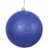 6 inch Cobalt Glitter Ball Ornament: Set of 4