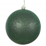 6 inch Emerald Glitter Ball Ornament: Set of 4