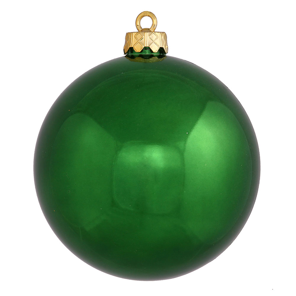 4 inch Emerald Shiny Ball Ornament: Set of 6