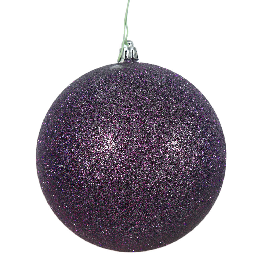 12 inch Plum Glitter Ball Ornament