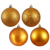 6 inch Antique Gold 4-Finish Ball Ornament: Set of 4
