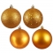 6 inch Antique Gold 4-Finish Ball Ornament: Set of 4