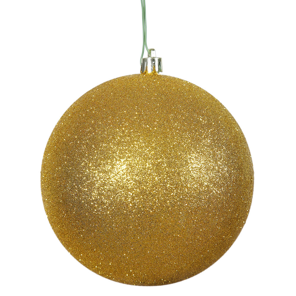 12 inch Antique Gold Glitter Ball Ornament