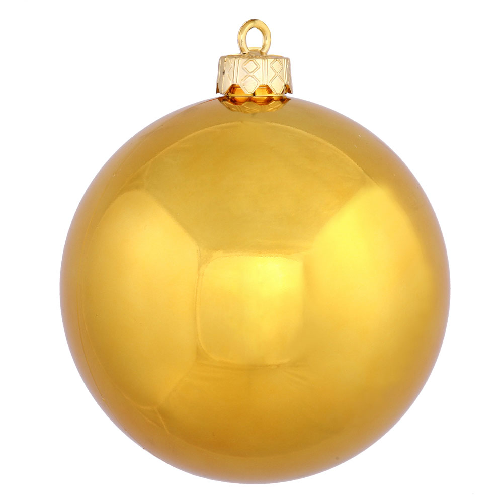 3 inch Antique Gold Shiny Ball Ornament: Set of 32