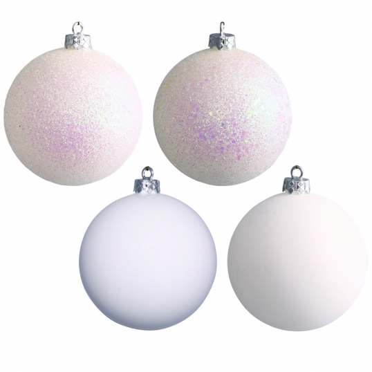 6 inch 4-Finish Ball Ornament: Set of 4