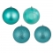 6 inch Teal 4-Finish Ball Ornament: Set of 4