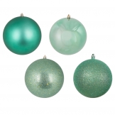 2.4 inch Shatterproof Sea Foam 4 Finish Plastic Christmas Ball Ornament (Set of 24)