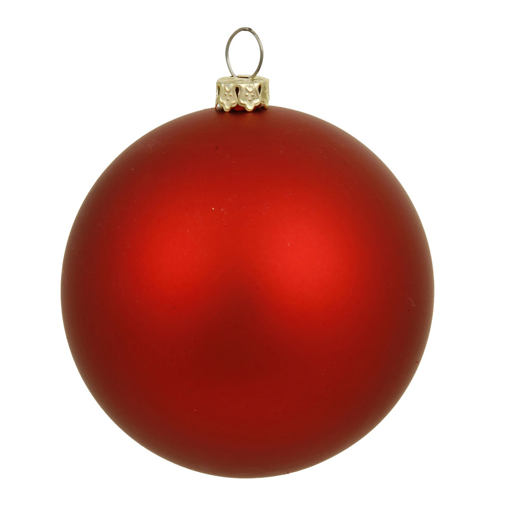 6 inch Red Matte Ball Ornament: Set of 4