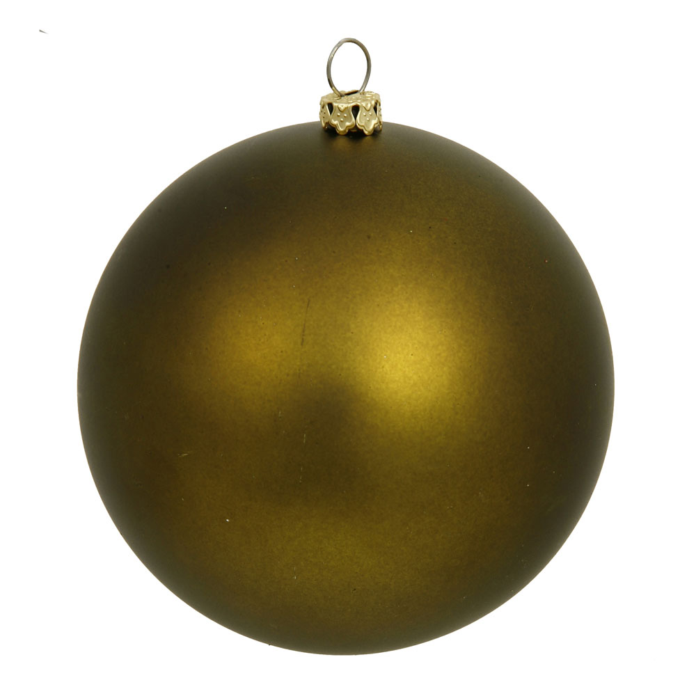 6 inch Olive Matte Ball Ornament: Set of 4
