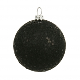 6 inch Black Sequin Ball Ornament: Set of 4