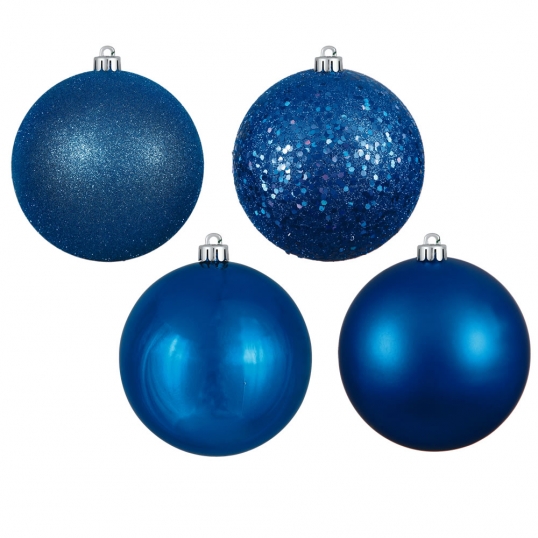 8 inch 4-Finish Ball Ornament (Set of 4)