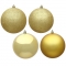 8 inch Gold 4-Finish Ball Ornament: Set of 4
