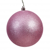 6 inch Mauve Glitter Ball Ornament: Set of 4