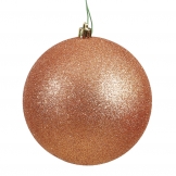 6 inch Rose Gold Glitter Ball Ornament: Set of 4