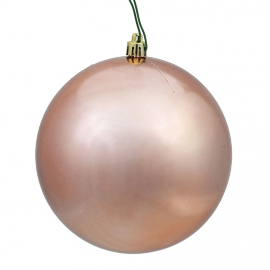 4 inch Rose Gold Shiny Ball Ornament: Set of 6