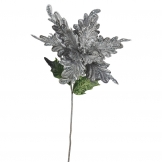 15 inch Pewter Velvet Poinsettia Pick: Set of 3