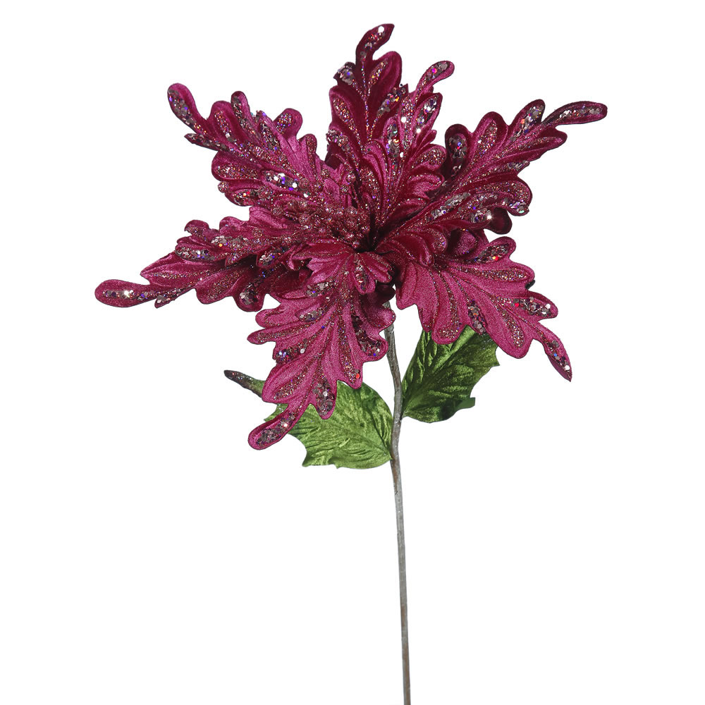15 inch Mauve Velvet Poinsettia Pick: Set of 3