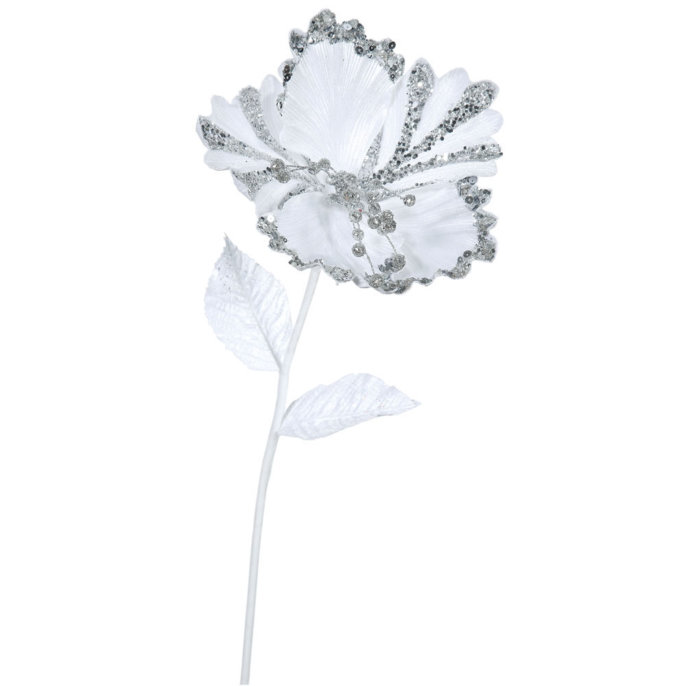 23 inch White Hibiscus Pick - 8 inch Flower: Set of 3