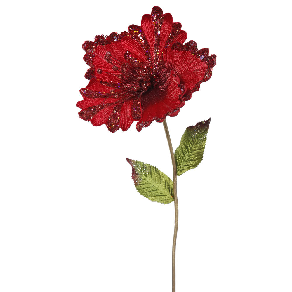 23 inch Red Hibiscus Pick - 8 inch Flower: Set of 3