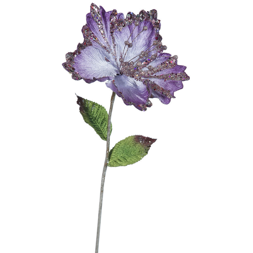 23 inch Purple Hibiscus Pick - 8 inch Flower: Set of 3