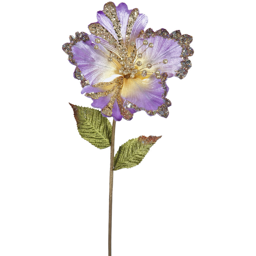 23 inch Violet Hibiscus Pick - 8 inch Flower: Set of 3