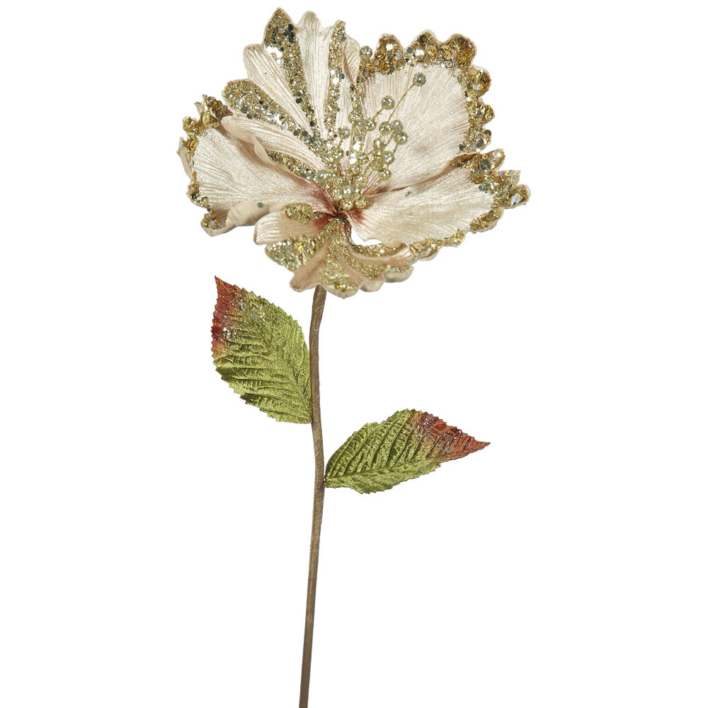 23 inch Champagne Hibiscus Pick - 8 inch Flower: Set of 3
