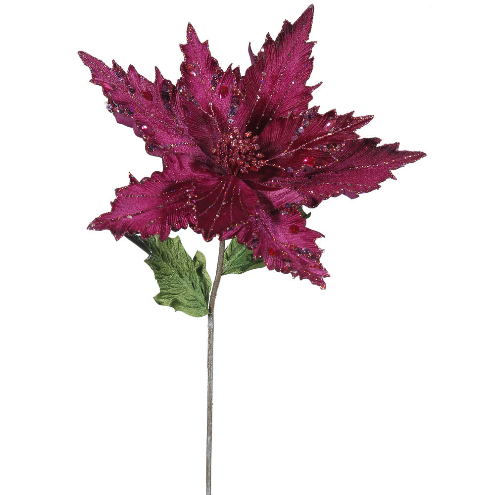 26 inch Mauve Velvet Poinsettia Pick: Set of 3